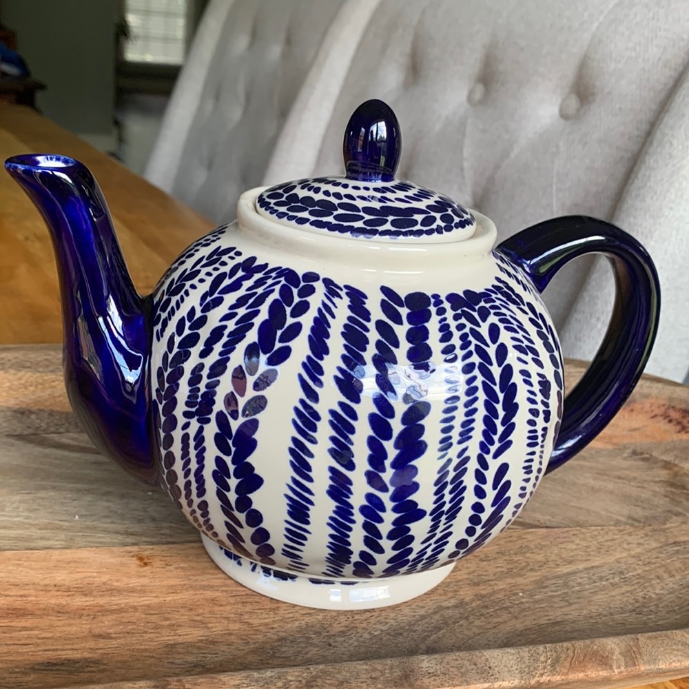 Blue and White Ceramic Teapot